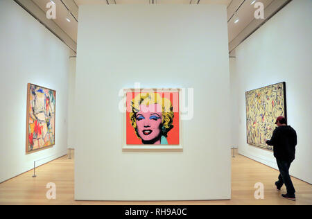 Andy Warhol's Shot Orange Marilyn (1964) Anzeige in der Galerie der Kunst Institut von Chicago. Chicago Illinois USA. Stockfoto