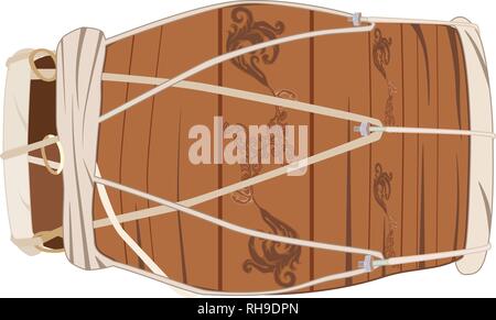 Vector Illustration der indischen Hand Drum dholak auf weißem Hintergrund. Stock Vektor