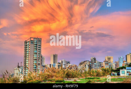 Sonnenuntergang in Beirut im Libanon Stockfoto