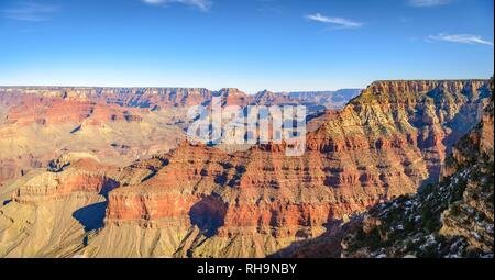 Schlucht des Grand Canyon, Ansicht von Rim Trail, zwischen Mather Point, Yavapai Point, erodierten Felsformationen, South Rim Stockfoto