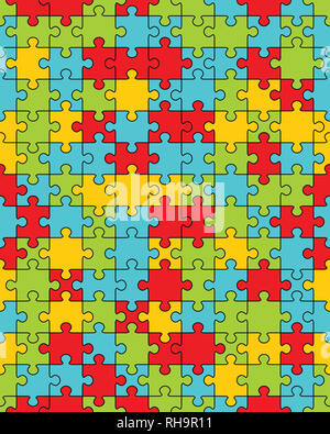 Separate Stücke von bunten Puzzle, nahtlose Darstellung Stockfoto