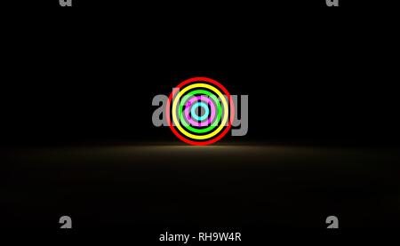 Glühende geometrische Objekt in einen dunklen Raum. 3D-Darstellung Stockfoto