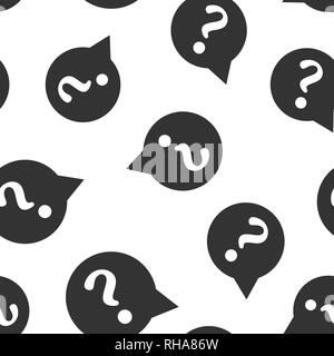 Fragezeichensymbol nahtlose Muster Hintergrund. Diskussion Sprechblase Vector Illustration. Frage symbol Muster. Stock Vektor