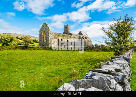 County Clare, Irland: Corcomroe Abbey Ruinen (St. Maria von den fruchtbaren Rock), Zisterzienser Kloster in der Nähe von Bellharbor in Glennamannagh und Ballyv entfernt Stockfoto