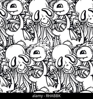 Nahtlose Muster mit cute Cartoon Monster. Bereit für Verpackung, Geschenkpapier, Drucke, Tapete, Stoff, Textil, Mode, Wohnkultur etc. Vector Stock Vektor