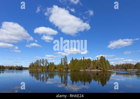 Västerdal Fluss/Vaesterdalaelven/Västerdalälven im Frühjahr, Dalarna, Schweden, Skandinavien Stockfoto