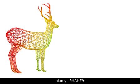 3D-Rendering eines skizzierten bunten Regenbogen Tier auf Weiß Stockfoto