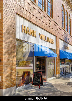 Hank Williams Museum, ein Country Western Musik Legende, äußerer Eingang auf Commerce Street in der Innenstadt von Montgomery Alabama, USA. Stockfoto