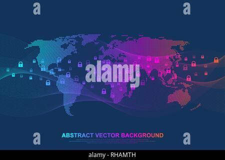 Futuristische abstrakt Hintergrund blockchain Technologie. Global Internet Netzwerkverbindung. Peer-to-Peer Network Business Konzept. Globale cryptocurrency Stock Vektor