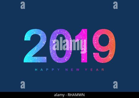 Frohe Weihnachten und guten Rutsch ins Neue Jahr 2019 Gruß-Karte. Moderne futuristischen Vorlage für 2019 Verbindungen Punkte, Linien, Partikel. Vector Illustration Stock Vektor