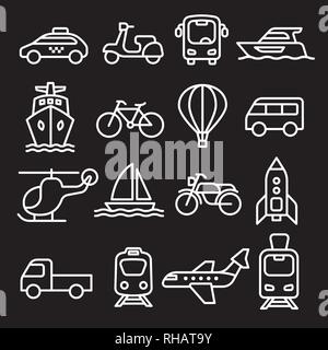 Satz von Schwarz Weiß Konzept Symbole des Verkehrs Stock Vektor