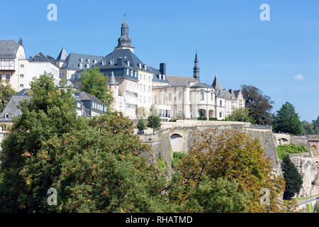 Die Stadt Luxemburg, Luftaufnahme von der Altstadt und dem Grund Stockfoto