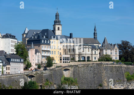 Die Stadt Luxemburg, Luftaufnahme von der Altstadt und dem Grund Stockfoto