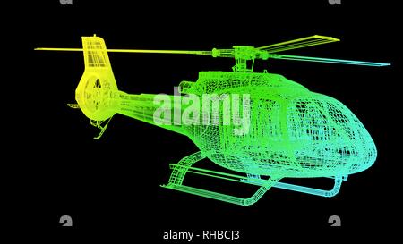 3D-Rendering von schematischen regenbogen farbe Objekt isoliert auf Schwarz Stockfoto