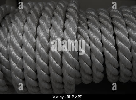 Spule der rauhe nylon Twisted-Pair Kabel closeup Textur Hintergrund Stockfoto