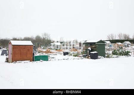 Zuteilung Grundstücke im Winter Schnee. Stockfoto