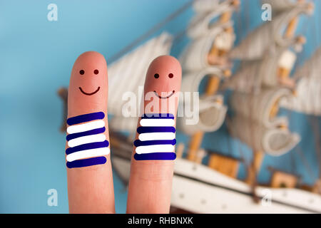 Finger als piratenschiff Crew. Konzept Bild Stockfoto