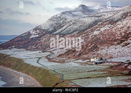 Swansea, Großbritannien. 01 Feb, 2019. Rhossili auf der Halbinsel Gower in der Nähe von Swansea heute Nachmittag nach der Gegend war bedeckt mit Schnee. Credit: Phil Rees/Alamy leben Nachrichten Stockfoto