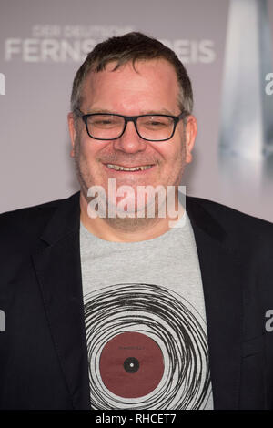 Düsseldorf, Deutschland. 31 Jan, 2019. ELTON, Moderator, Porträt, Porträt, Porträt, Schnitt einzelnen Bild, einzigen Motiv, Verleihung des Deutschen Fernsehpreis, Deutscher Fernsehpreis 2018 in Köln, am 31.01.2019. | Verwendung der weltweiten Kredit: dpa/Alamy leben Nachrichten Stockfoto