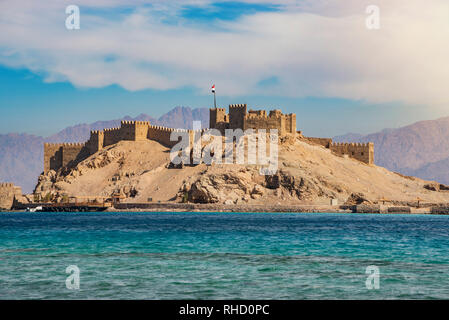 Salah El Din Burg auf farun Insel im Golf von Aqaba, Rotes Meer, Taba, Ägypten Stockfoto