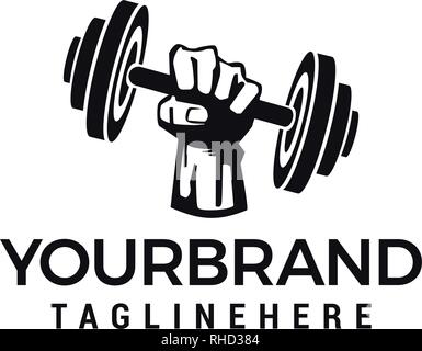 Hand barbe Vektor Logo Design für Fitness club Design vector Template Stock Vektor