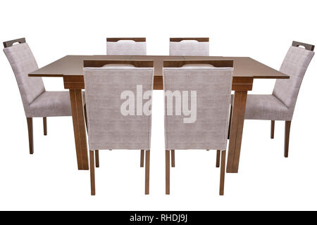 Runder Tisch mit 8 moderne Stühle, Hintergrund weiß Runder Tisch mit 8 moderne Stühle, Hintergrund weiß