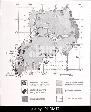 . Bonner zoologische nach 1550. Zoologie. THORN & Amp; CURBIS PETERHANS, kleine Säugetiere VON UGANDA 1. Einführung Obwohl es den Äquator spreizt, Uganda in der Regel Höhenlage gemäßigten Klima und wirkt sich auf Flora und Fauna. Die Fläche von 236 580 km^ wird durch den Nil System aus dem Lake Victoria gekreuzt (Höhe 1346 m) fließen, wo es Uganda Blätter in Sudan (600 m). Extreme Höhen in der westlichen (Mt Ruwenzori, 5109 m), Mount Elgon (4321 m) und Südwesten Ugandas (Mt Muhavura 4127 m) stellen wesentliche Bereiche der alpinen und montane hab - itats. Zentrale Uganda ist eine sanfte sa Stockfoto