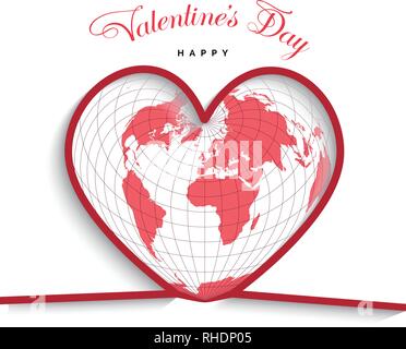 World Globe mit Herzen. Valentines Tag Stock Vektor