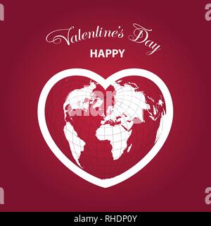 World Globe mit Herzen. Valentines Tag Stock Vektor