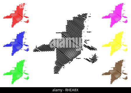 Miami City (USA Städte, Vereinigte Staaten von Amerika, usa Stadt) Karte Vektor-illustration, kritzeln Skizze Stadt Miami Karte Stock Vektor