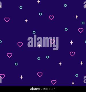 Valentines Symbol Herz und Formen nahtlose Vektor Muster. Stock Vektor