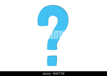 Fragezeichen Symbol in minimalistischem Design als hellblaue Farbe, Schnitt auf weißem Hintergrund. Konzept für FAQ (Häufig gestellte Fragen) Stockfoto