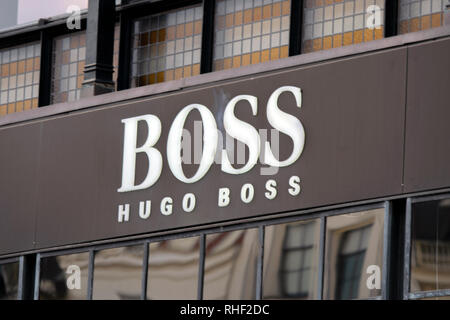 Boss Shop in Amsterdam Die Niederlande 2019 Stockfoto