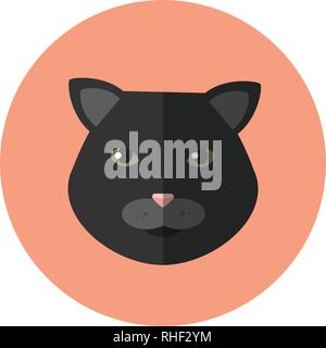 Runde vector black cat Symbol auf rosa Hintergrund. Stock Vektor