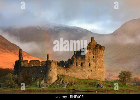 Eine Nahaufnahme von kilchurn Castle am Loch Awe. Stockfoto