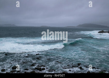 Sturm auf dem Meer von der Küste in Lugo, Galizien Stockfoto