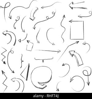 Lineare Formen auf Weiß. Hand gezeichnet scribble Skizzen. Array von Zeilen. Schwarze und weiße Abbildung. Doodles für Design und Business Stock Vektor