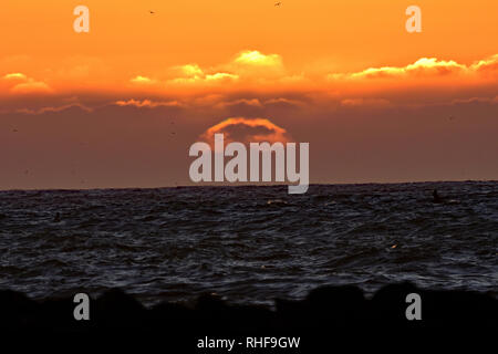 Sonnenuntergang über Pacific Coast Stockfoto