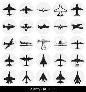 Flugzeug Symbole auf Kreise weißen Hintergrund für Grafik- und Webdesign, modernen einfachen Vektor unterzeichnen. Internet Konzept. Trendy Symbol für Web site Design web-Taste oder mobile App. Stock Vektor