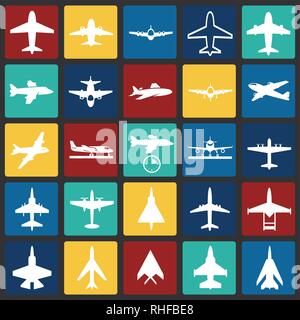 Flugzeug Symbole auf Quadrate Hintergrund für Grafik- und Webdesign, modernen einfachen Vektor unterzeichnen. Internet Konzept. Trendy Symbol für Web site Design web-Taste oder mobile App. Stock Vektor