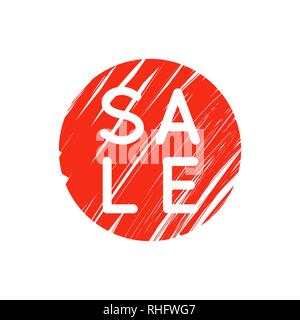 Helle rote runde retro Verkauf Abzeichen isoliert auf weißem Stock Vektor