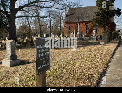 Geschlossen an Olde Presbyterianischen Kirche Friedhof, Lancaster South Carolina USA. Stockfoto