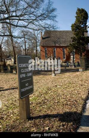 Geschlossen an Olde Presbyterianischen Kirche Friedhof, Lancaster South Carolina USA. Stockfoto