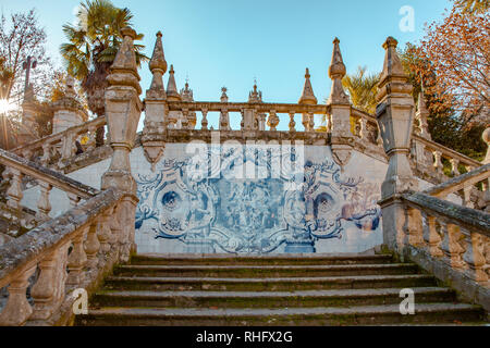 Barocke Treppenhaus in die Kirche Nossa Senhora dos Remedios in Lamego Norden Portugal reisen Sehenswürdigkeiten Stockfoto