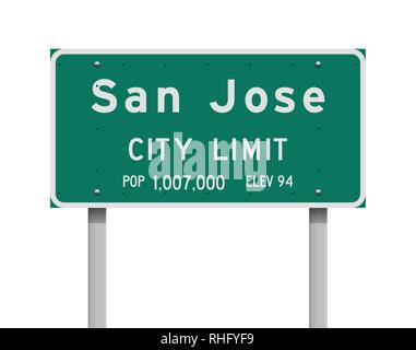 Vector Illustration des San Jose City Limit Green Road Sign Stock Vektor