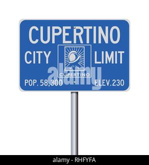 Vector Illustration der Cupertino Stadt blau Schild Stock Vektor