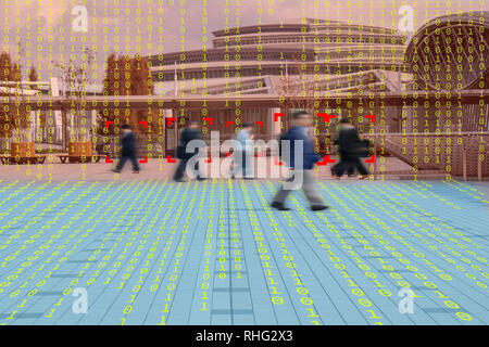 Iot maschinelles Lernen mit menschlichen und Objekterkennung, die künstliche Intelligenz verwenden, um Messungen, analytische und identische Konzept, es erfindet t Stockfoto