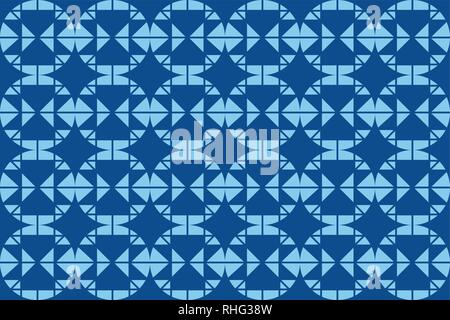 Nahtlose, abstrakte Muster mit geometrischen Formen bilden Kreise in blauer Farbe. Dekorative vector Art. Stock Vektor