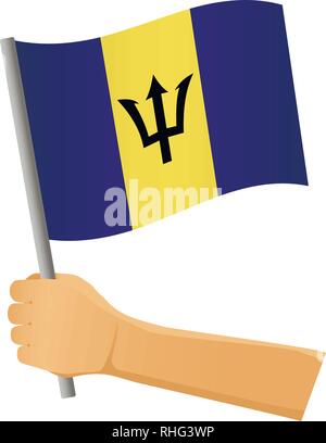 Barbados Flagge in der Hand. Patriotischen Hintergrund. Flagge von Barbados Vector Illustration Stock Vektor