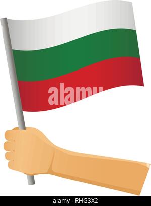 Bulgarien Fahne in der Hand. Patriotischen Hintergrund. Nationalflagge von Bulgarien Vector Illustration Stock Vektor